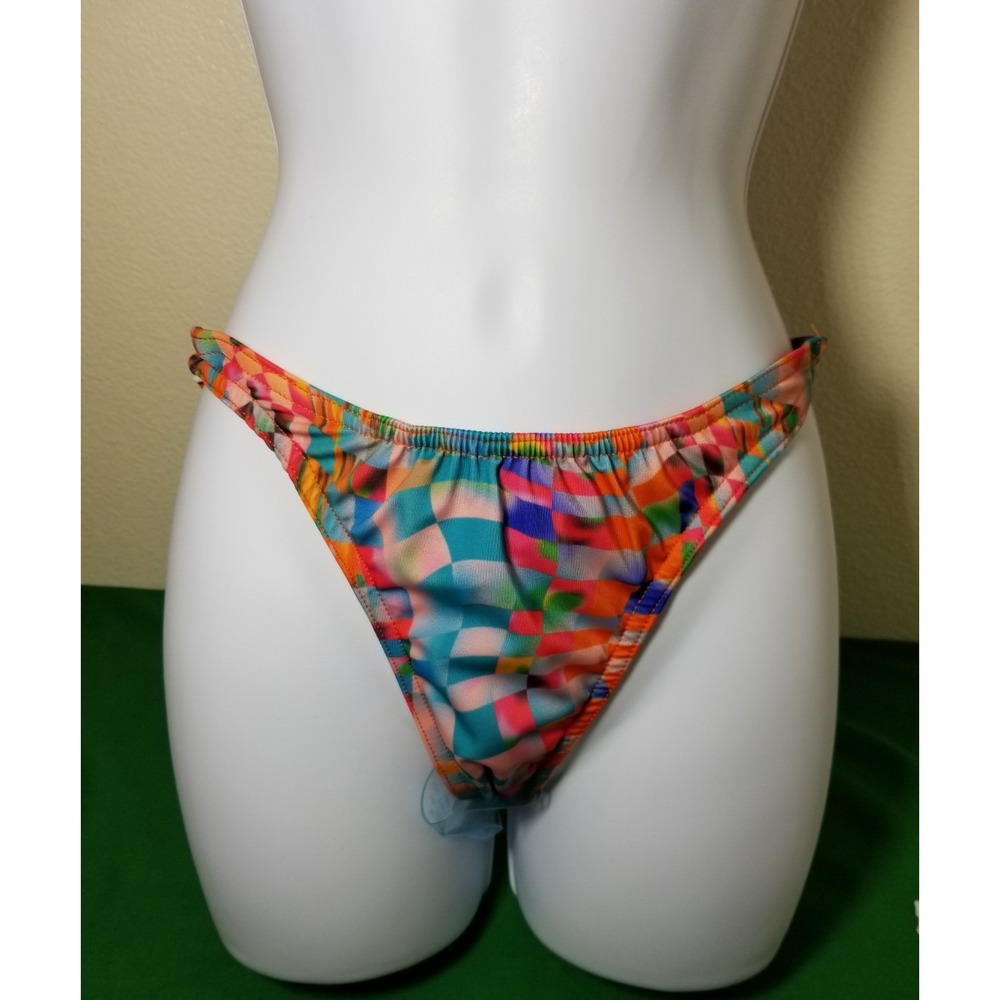 Collusion Colorful Bikini Bottom Swimwear Size 0 Cheeky Beach Sexy High Leg NWOT